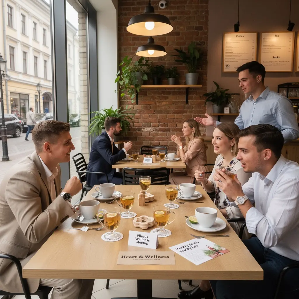 Šiltoji arbata, patiekiama ant medinio stalo su itališkais saldumynais.