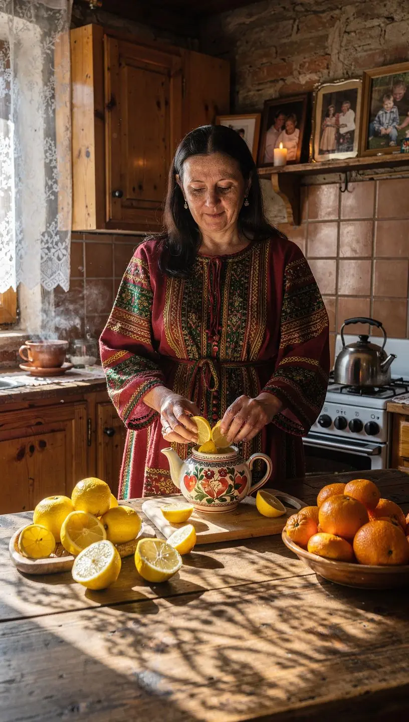 Saulėtas Sicilijos kraštovaizdis su citrusinių medžių sodais, simbolizuojančiais natūralumą.