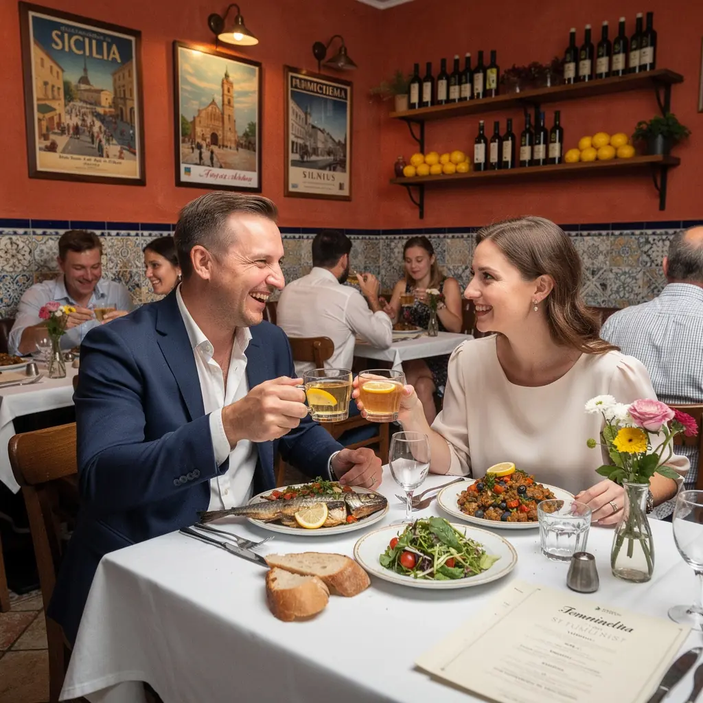 Femminello širdies arbatos puodelis su Sicilijos saulės atspindžiu.
